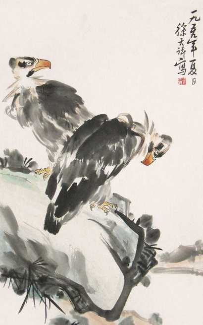 徐天许 现代 双鹰图